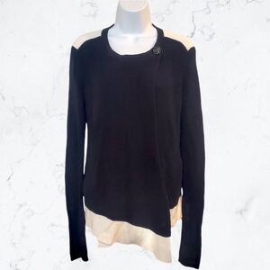A/X Armani Exchange Black and White Long Sleeve Knit Draped Sweater